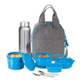 Savor Lunch Inner Stainless Steel Containers With Insulated Fabric Jacket Blue