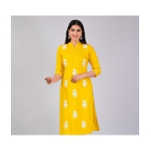 MAUKA Rayon Embroidered Straight Womens Kurti - Yellow ( Pack of 1 ) - None