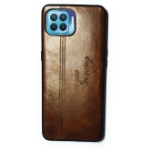 Oppo F17 Pro Plain Cases NBOX - Brown Matte Finished Leather Cover - Brown