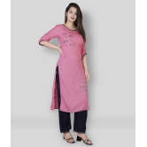 HIGHLIGHT FASHION EXPORT - Pink Straight Rayon Women's Stitched Salwar Suit ( Pack of 1 ) - L