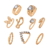 Scintillare by Sukkhi - White Multi Finger Rings ( Pack of 9 ) - None