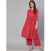 Antaran - Pink Cotton Women''s A-line Kurti ( Pack of 1 ) - None