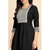 Glomee Rayon Embroidered Straight Women's Kurti - Black ( Pack of 1 ) - None