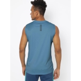 Men Light Blue Textured Sleeveless Sports T-shirt