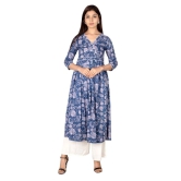 JAIPURETHNICWEAVES Women's Cotton Cambric Printed Anarkali Kurta (Blue)