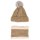 PENYAN Girls Beige Woollen Caps For Winter ( Pack of 1 ) - Beige