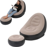 Inflatable Lounge Chair for Adults Flocking Air Couch Sofa for Gaming Bedroom Indoor Outdoor AIR SOFA CHAIR SOFA Inflatable Air Chair Footrest Stool Furniture