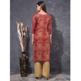 Mamoose Cotton Blend Self Design Straight Womens Kurti - Rust ( Pack of 1 ) - None