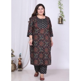 Swasti Cotton Printed Kurti With Palazzo Womens Stitched Salwar Suit - Black ( Pack of 1 ) - None