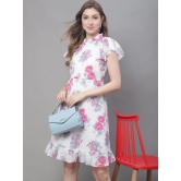 MINI & MING Floral Printed High Neck Georgette A-Line Dress