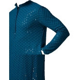 Blue Sequin Chikan Embroidery Kurta