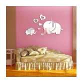 Asmi Collection Beautiful Cute Baby Elephants Acrylic Mirror Wall Sticker ( 25 x 50 cms )