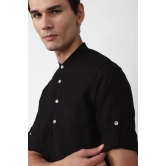 Men Black Slim Fit Solid Full Sleeves Casual Shirt