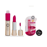 Colors Queen 2in1 Matte Finish Water Proof Lipstick Intense Pink With Hydrating Lip Balm Combo of 2