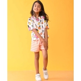 NAIL PAINT PEACH STRIPED GIRLS SHORTS SET - WHITE/PEACH-12-14 YEARS / 2N / Multi