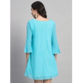 Curvydrobe Georgette Solid Mini Womens A-line Dress - Turquoise ( Pack of 1 ) - None
