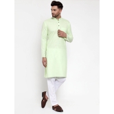 Jompers Men Lime Green & White Solid Kurta Only-XXL / Green