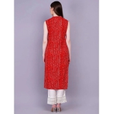 HIGHLIGHT FASHION EXPORT Rayon Printed Straight Womens Kurti - Red ( Pack of 1 ) - None