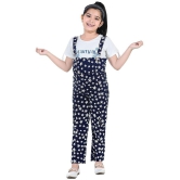 Naughty Ninos Girls Navy Star Printed Dungarees and Top Set - None