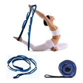 Exercise Polyester Band 9 Loops Stretching Strap for Fitness Physical Therapy Pilates Nylon Yoga Strap (Blue), Pack of 1 - Blue