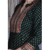 Womens Rayon Kurti with Bottom Set-XL / Green