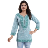 Meher Impex - Turquoise Crepe Womens Straight Kurti ( Pack of 1 ) - L