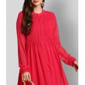 Janasya - Pink Chiffon Womens Front Slit Kurti ( Pack of 1 ) - None