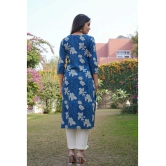 Vbuyz Cotton Printed Angrakha Womens Kurti - Blue ( Pack of 1 ) - None