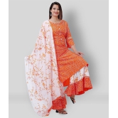 Lee Moda - Fluorescent Orange Straight Rayon Women''s Stitched Salwar Suit ( Pack of 1 ) - XXL