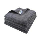 SOFTSPUN Microfiber High Loop Cleaning Cloths, 40x40 cms 4 pcs Towel Set 380 GSM (Grey). Thick Lint & Streak-Free Multipurpose Cloths.