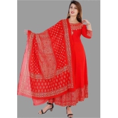 SIPET Rayon Printed Anarkali Womens Kurti - Red ( Pack of 1 ) - None