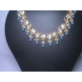 Stunning American Diamond Necklace Set with Blue Beads