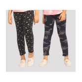 Ariel - Black Cotton Girls Leggings ( Pack of 2 ) - None