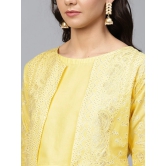 Women Yellow Solid Top with Palazzos & Shrug