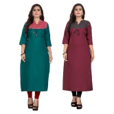 Rangrasiya Maroon Cotton Straight Kurti - XXL