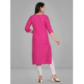 Parastri Cotton Embroidered Front Slit Womens Kurti - Pink ( Pack of 1 ) - None