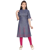 Aarika Blue Cotton Girls Kurti ( Pack of 1 ) - None