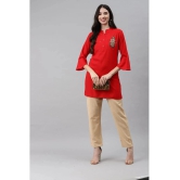 HIGHLIGHT FASHION EXPORT - Red Rayon Womens Straight Kurti - M