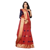 offline selection - Red Silk Blend Saree With Blouse Piece (Pack of 1)