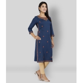 Doriya - Blue Rayon Women's Straight Kurti - L