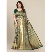 Om Shantam Sarees - Green Banarasi Silk Saree With Blouse Piece ( Pack of 1 ) - Green