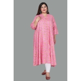 Swasti Cotton Blend Printed Shirt Style Womens Kurti - Pink ( Pack of 1 ) - None