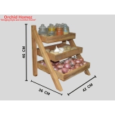 Orchid Homez Solid Wood Vegetable and Fruit Stand | Multipurpose Kitchen Organizer | Onion Baskets for Storage. Sturdy Vegetable Rack for Kitchen. Perfect Vegetable and Fruit Basket for Kitchen Storage. Durable Vegetable and Fruit Storage Unit (3 Layer).