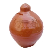 Mii Art Craft Mitti Gullak for Kids and Adults, Piggy Bank, Mitti ka Gullak;size-19cm and (Brown) Pack of 1gullak Clay Coin Bank/Mitti Ka coim Box