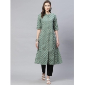 Divena - Green Cotton Womens Front Slit Kurti - 3XL