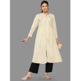 Janasya Cotton Embroidered Front Slit Womens Kurti - Beige ( Pack of 1 ) - None