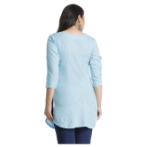 JC4U - Blue Viscose Womens Straight Kurti - M