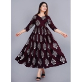 Smien - Wine Rayon Women's Anarkali Kurti ( Pack of 1 ) - None