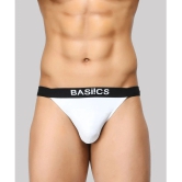 BASIICS By La Intimo - White BCSTH01 Spandex Mens Thongs ( Pack of 1 ) - None