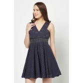 Navy Blue Schiffli Dress